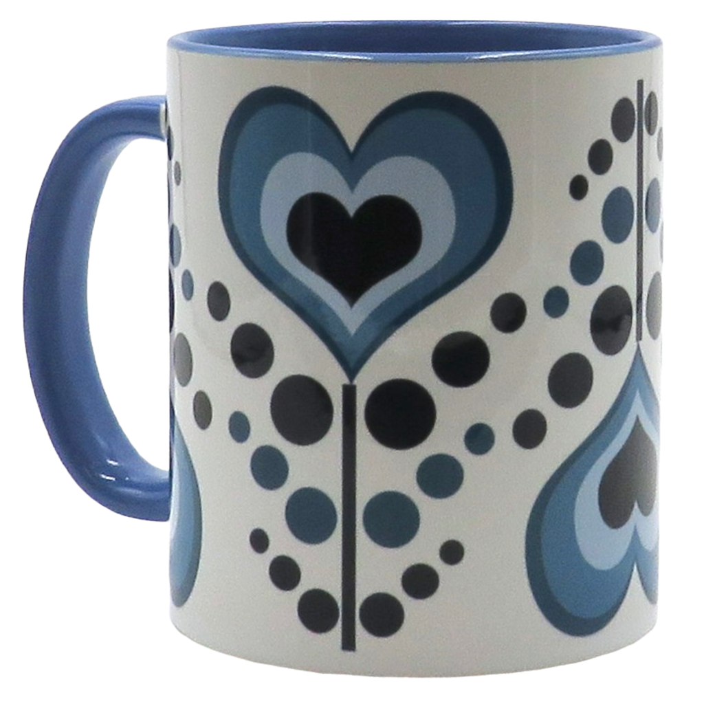 Mod Lounge Paper Co. Blue Heart Flower Mug