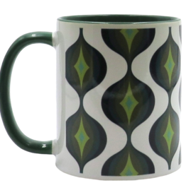 Mod Lounge Paper Co. Mid Mod Green Diamond Wave Mug
