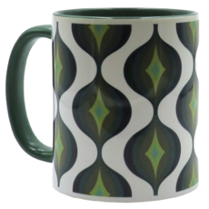 Mod Lounge Paper Co. Mid Mod Green Diamond Wave Mug