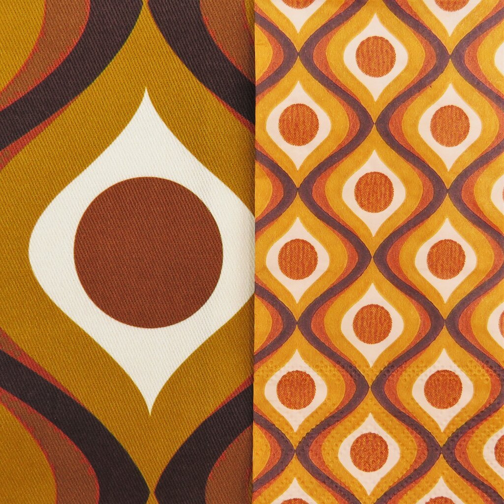 Mod Lounge Paper Co. Circle in Waves Amber Mid Century Modern Tea Towel with Trim