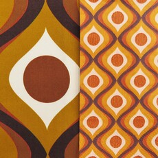 Mod Lounge Paper Co. Circle in Waves Amber Mid Century Modern Tea Towel with Trim