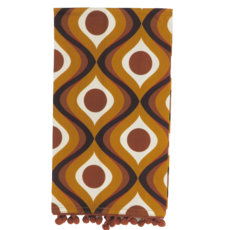 Mod Lounge Paper Co. Circle in Waves Amber Mid Century Modern Tea Towel with Trim