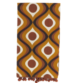 Mod Lounge Paper Co. Circle in Waves Amber Mid Century Modern Tea Towel with Trim