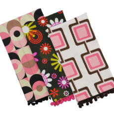 Mod Lounge Paper Co. Pink Circle in Oval Mid Century Modern Tea Towel with Trim