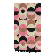 Mod Lounge Paper Co. Pink Circle in Oval Mid Century Modern Tea Towel with Trim