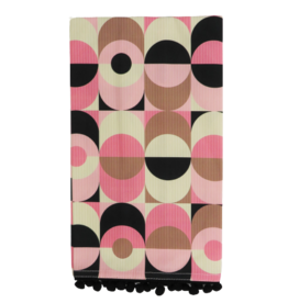 Mod Lounge Paper Co. Mid Mod Circle In Oval Pink/Black Tea Towel