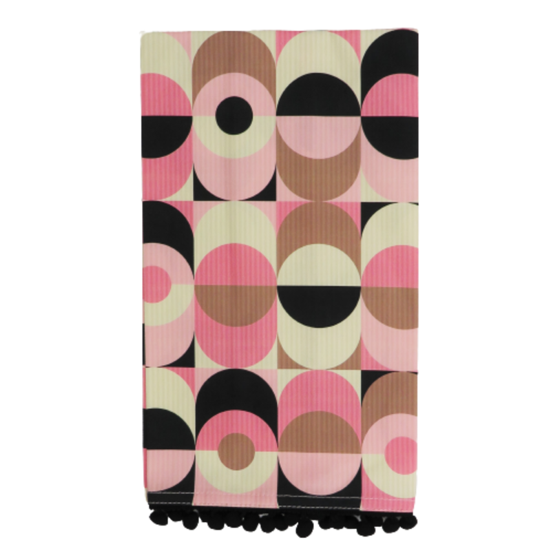 Mod Lounge Paper Co. Mid Mod Circle In Oval Pink/Black Tea Towel