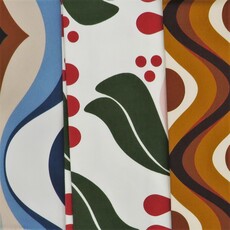 Mod Lounge Paper Co. Circle in Waves Amber Mid Century Modern Tea Towel with Trim