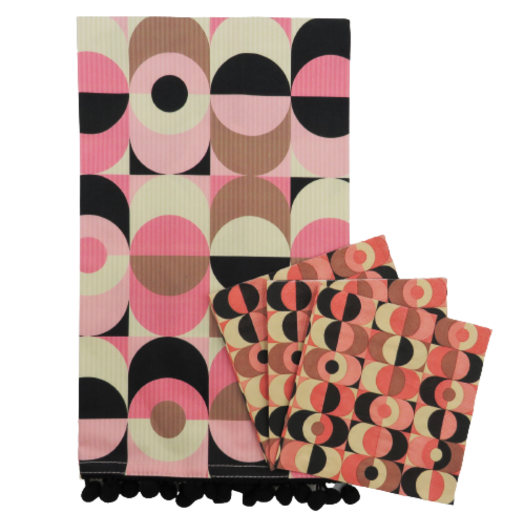 Mod Lounge Paper Co. Mid Mod Circle In Oval Pink Napkin