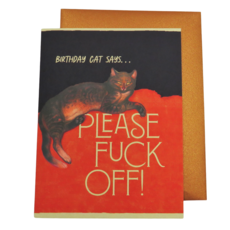 Offensive & Delightful Birthday Cat Says Card