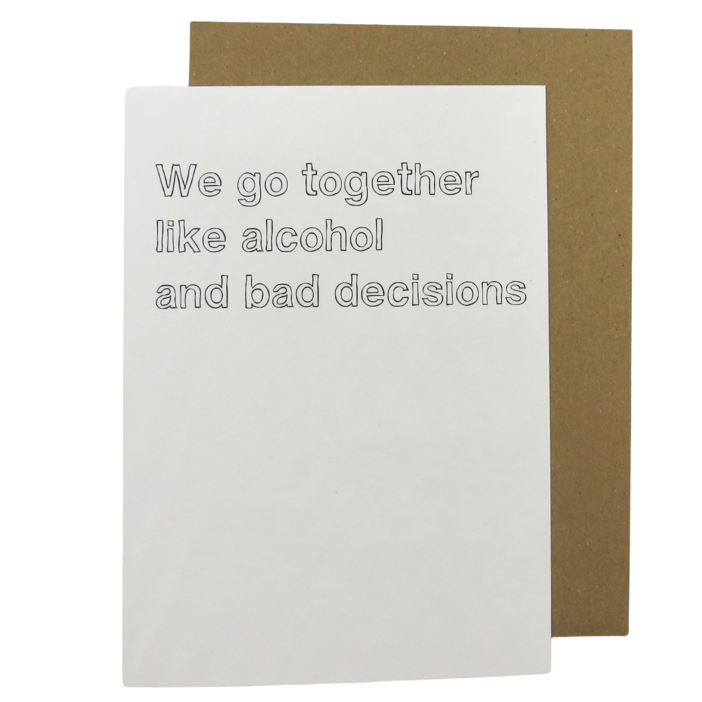Crimson & Clover Alcohol And Bad Decisions Card