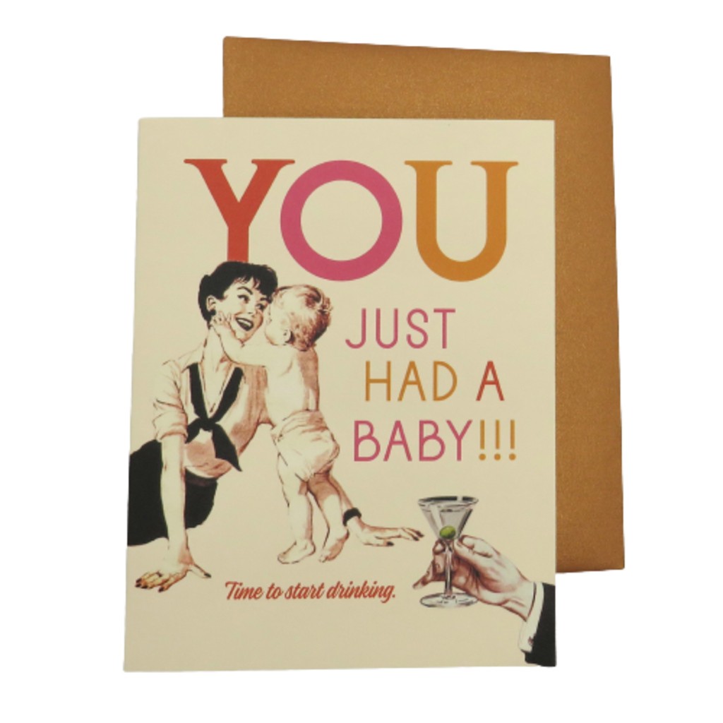 Offensive & Delightful New Baby Time To Start Drinking Martini Card