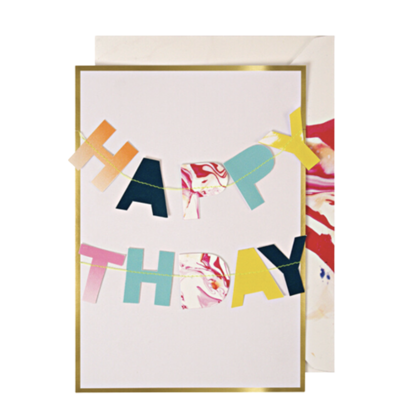 MeriMeri Tye Dye Happy Birthday Garland Card