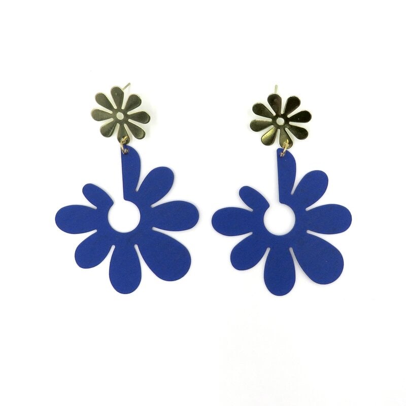 Peepa's Accessories Hippie Blue Flower Earring