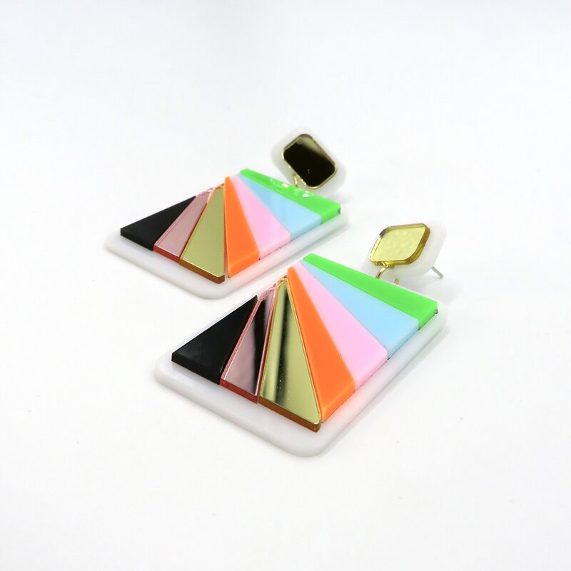 Peepa's Accessories Rainbow Rectangle Earring