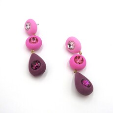 Peepa's Accessories Pink Jeweled Dangly Polymer Clay Earrings