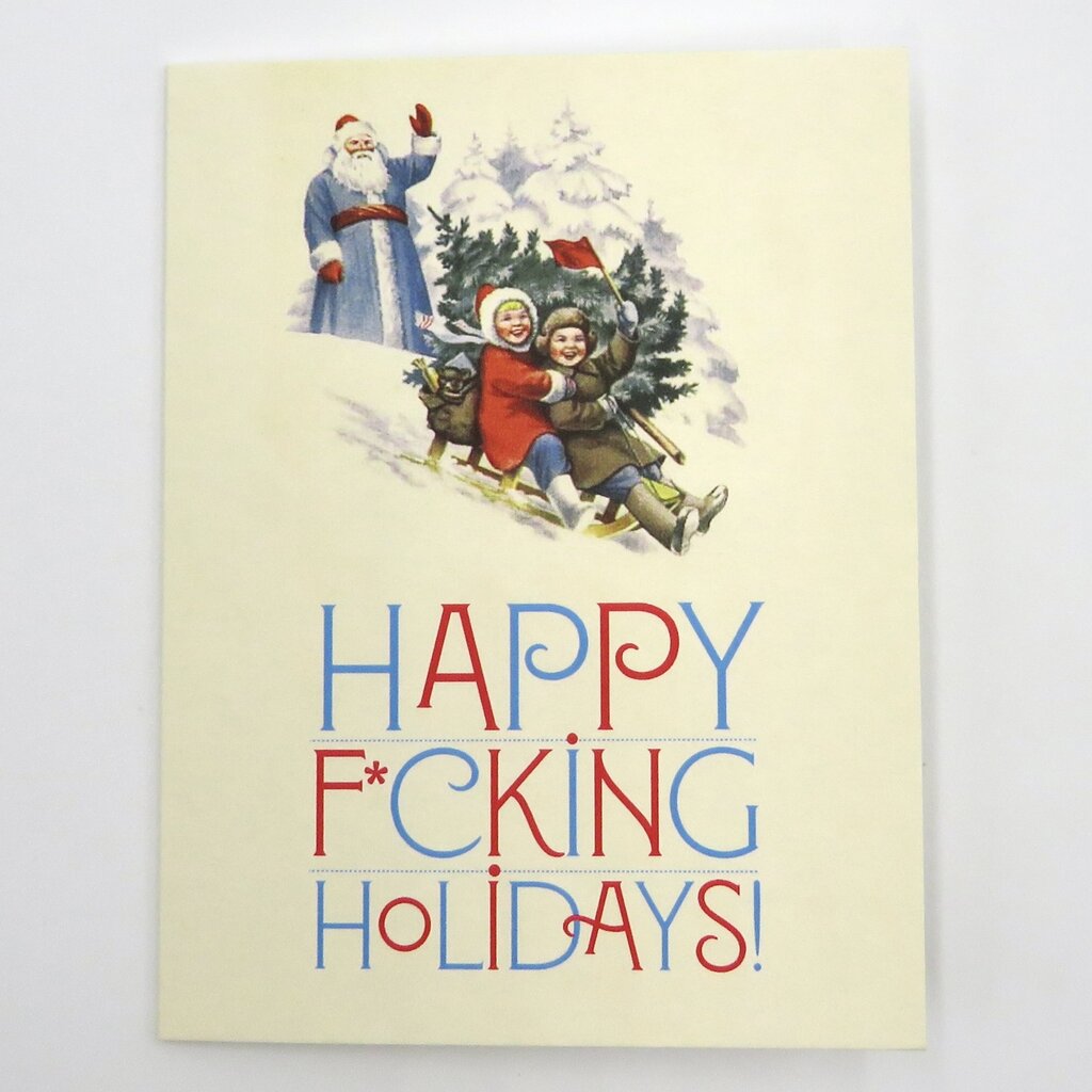 Offensive & Delightful Happy Fucking Holidays Santa Wave Card