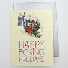 Offensive & Delightful Happy Fucking Holidays Santa Wave Card