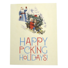 Offensive & Delightful Happy Fucking Holidays Santa Wave Card