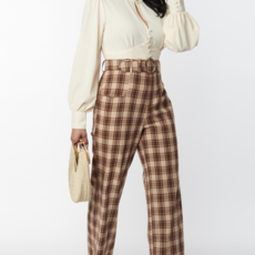 Unique Vintage Brown & Orange Ginger Plaid Pants