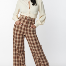 Unique Vintage Brown & Orange Ginger Plaid Pants