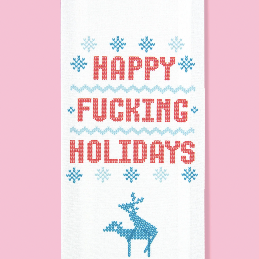 Bad Grandma HL Happy fucking holidays tea towel