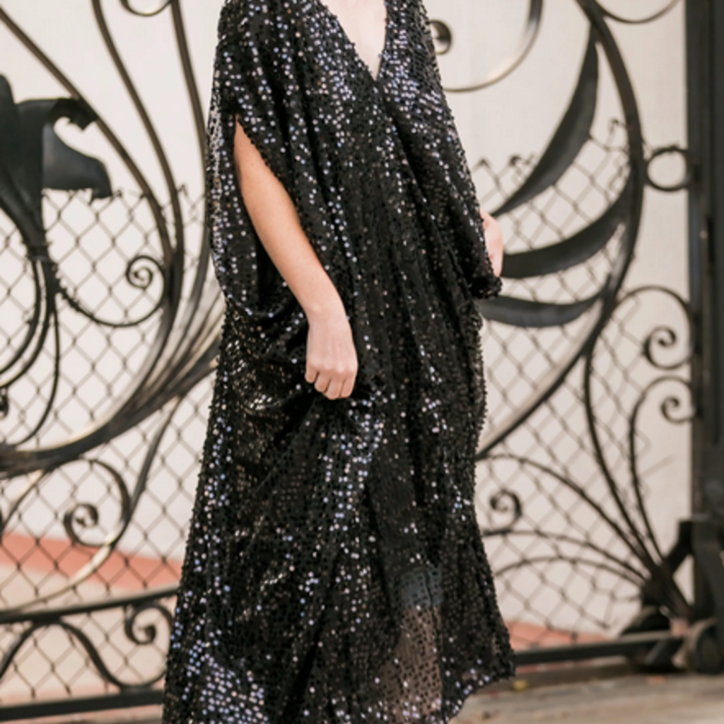 Jennafer Grace Black Sequin Caftan