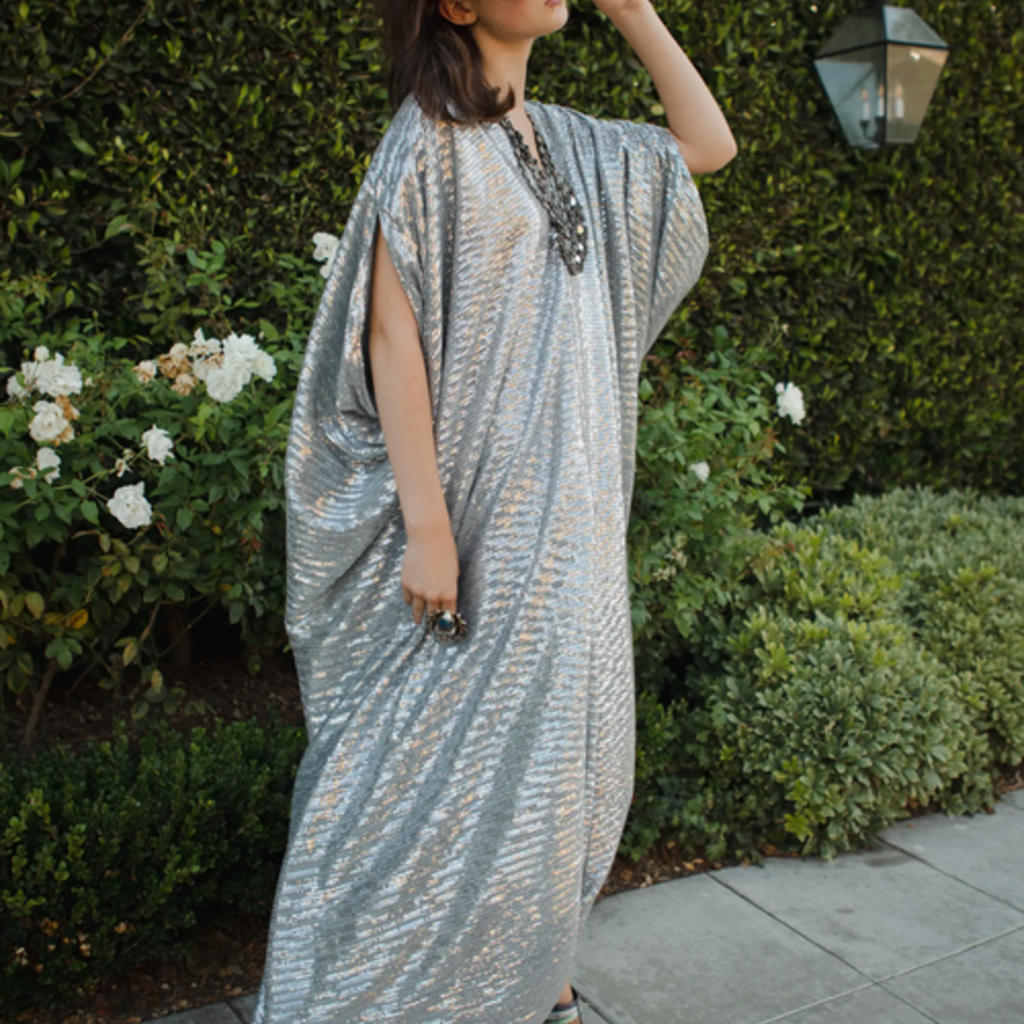 Jennafer Grace Platinum Sequin Caftan