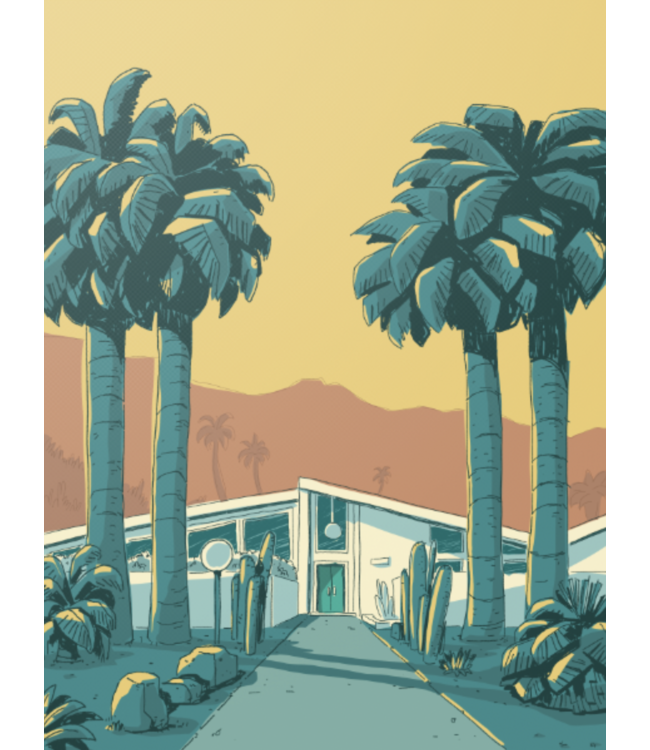 Marz Jr Art Palm Springs House w/ Palm Trees Peepa's