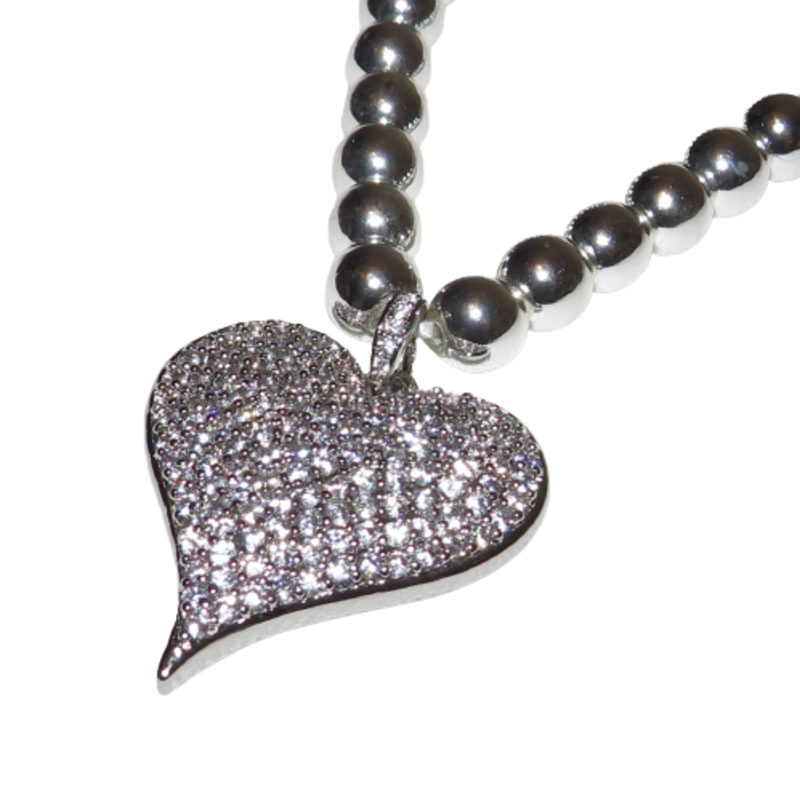 California Caftans Silver Heart Stretch Bracelet