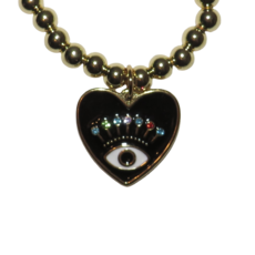 California Caftans Enamel Heart Eye w/ Lashes Stretch Bracelet