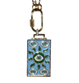 California Caftans Teal Enamel Five Eye 30" Gold Plated Necklace