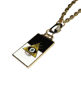 California Caftans Enamel Triangle Eye Square 18" Gold Plated Necklace