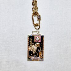 California Caftans  Enamel Knight on Horse Square 18" Gold Plated Necklace