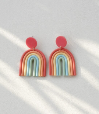 Peepa's Polymer Clay Red Rainbow Earrings