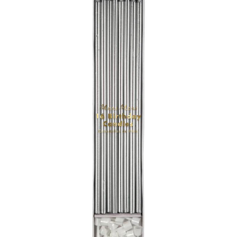 MeriMeri Silver Long Candles