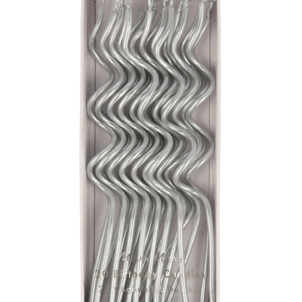 MeriMeri Silver Swirly Candles