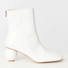 Unique Vintage White Leatherette Ball Heel Booties