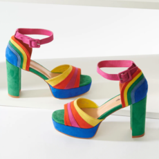 Unique Vintage Peep Toe Rainbow Heel