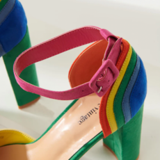 Unique Vintage Peep Toe Rainbow Heel