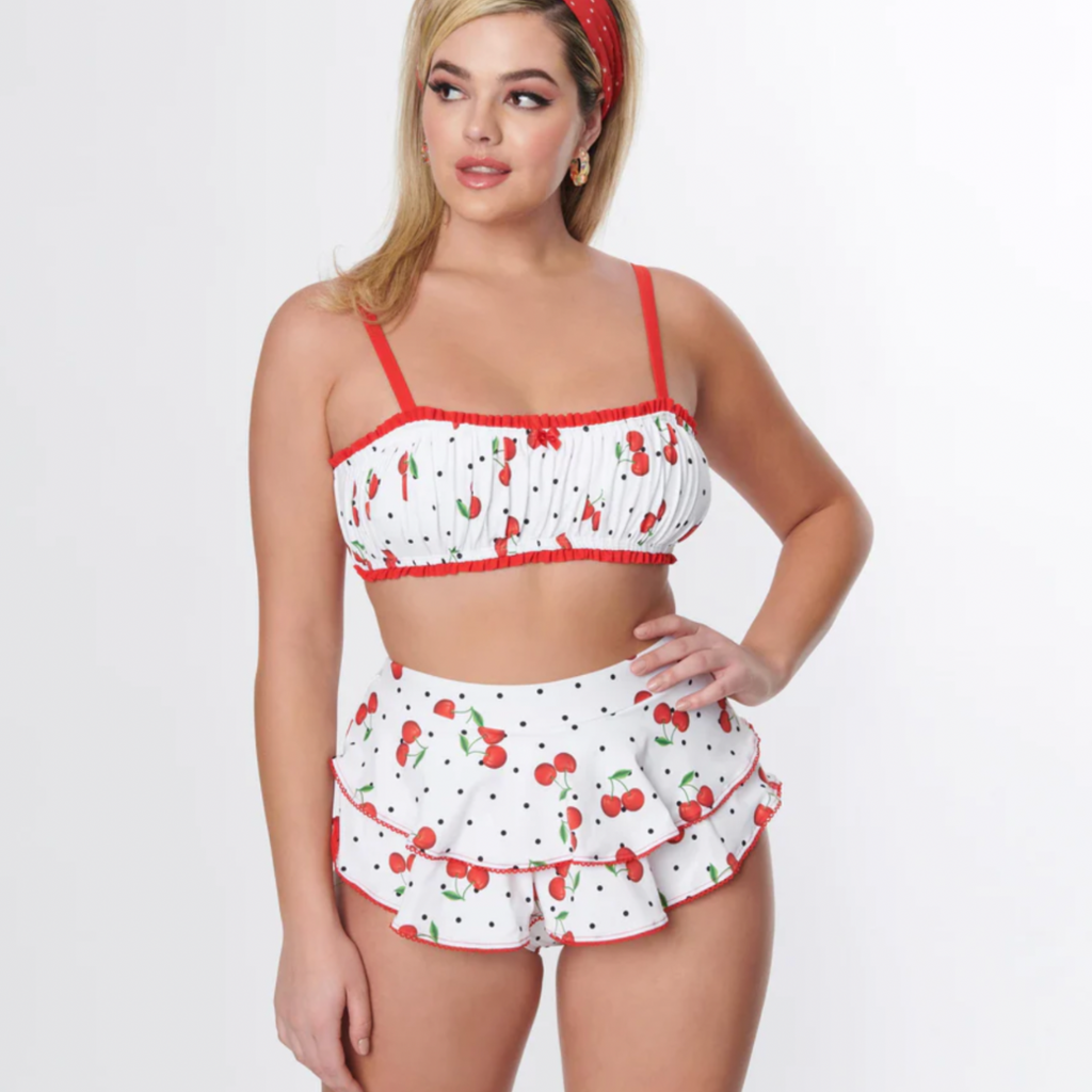 Unique Vintage Cherry Pin Dot Swim Bottoms