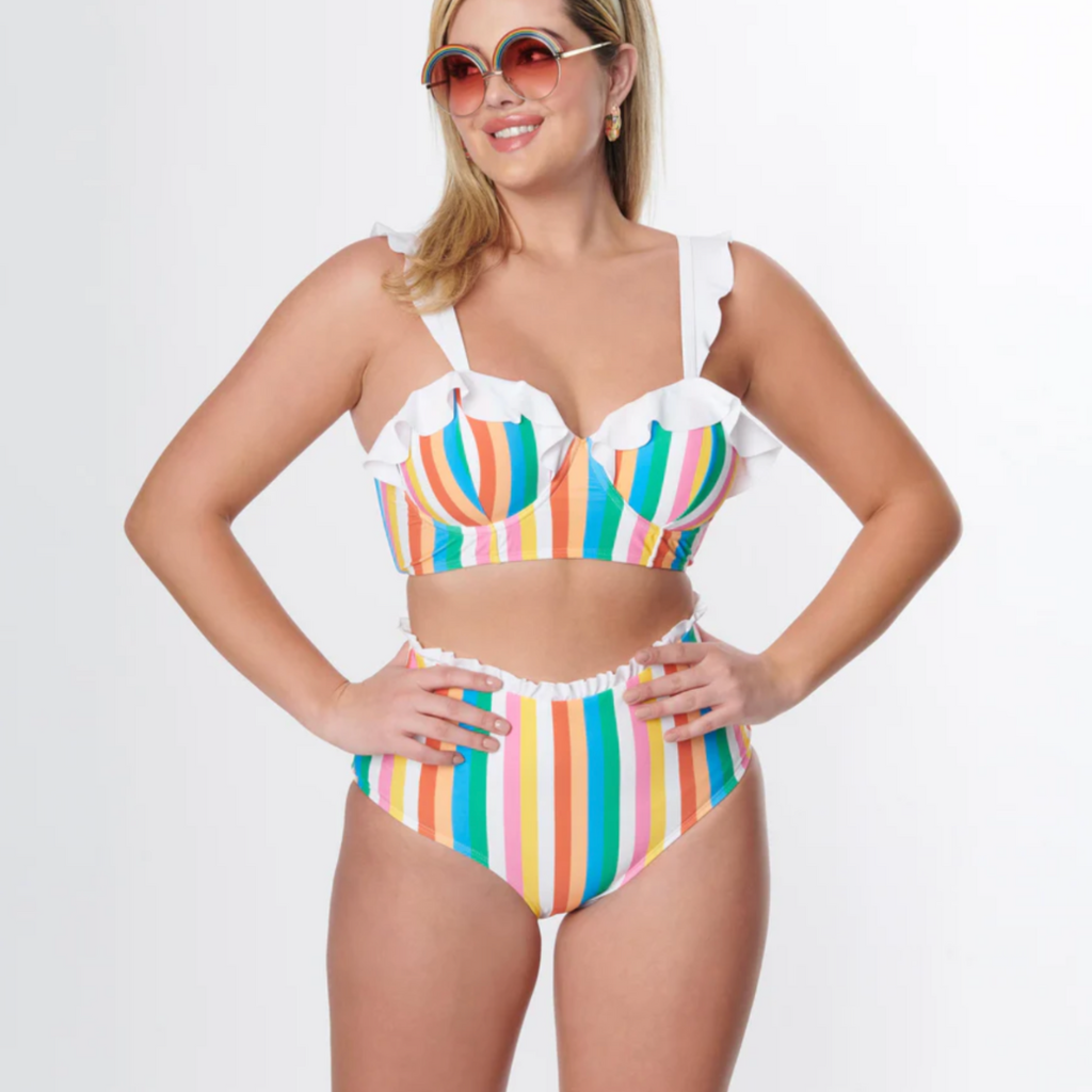 Unique Vintage Rainbow Pride Stripes Swim Top