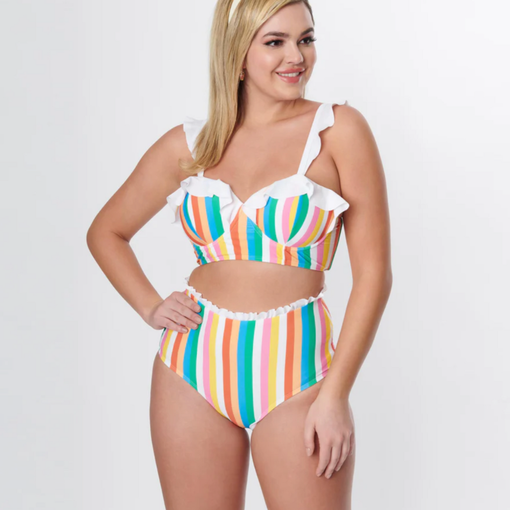 Unique Vintage Rainbow Pride Stripes Swim Top