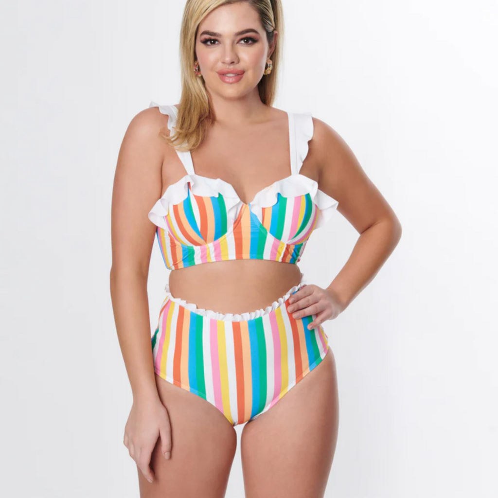 Unique Vintage Rainbow Pride Stripes Swim Top