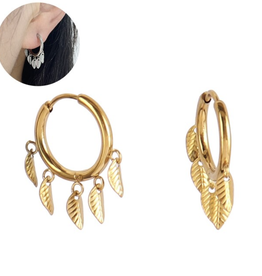 Peepa's Accessories Gold Feather Dangle Earrings