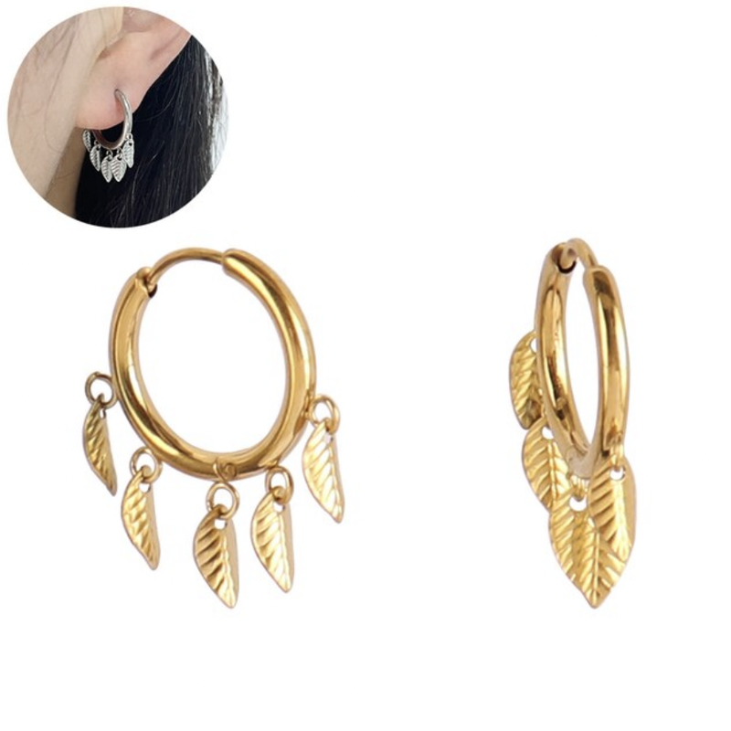 Peepa's Accessories Gold Feather Dangle Earrings