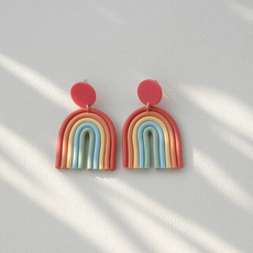 Peepa's Accessories Polymer Clay Red Rainbow Earrings