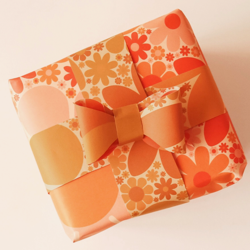 Sunshine Studios Doublesided 70's Floral Gift Wrap