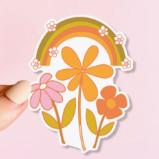 Peachy Keen Retro Flower Trio Sticker