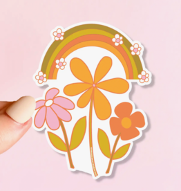 Peachy Keen Retro Flower Trio Sticker